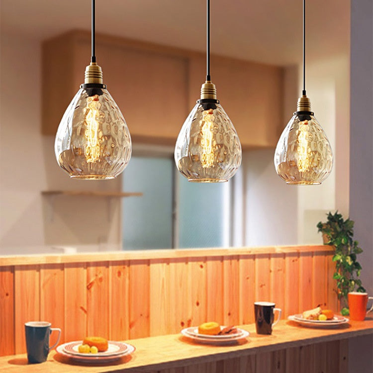 American Retro Glass Industrial Style Pendant Light