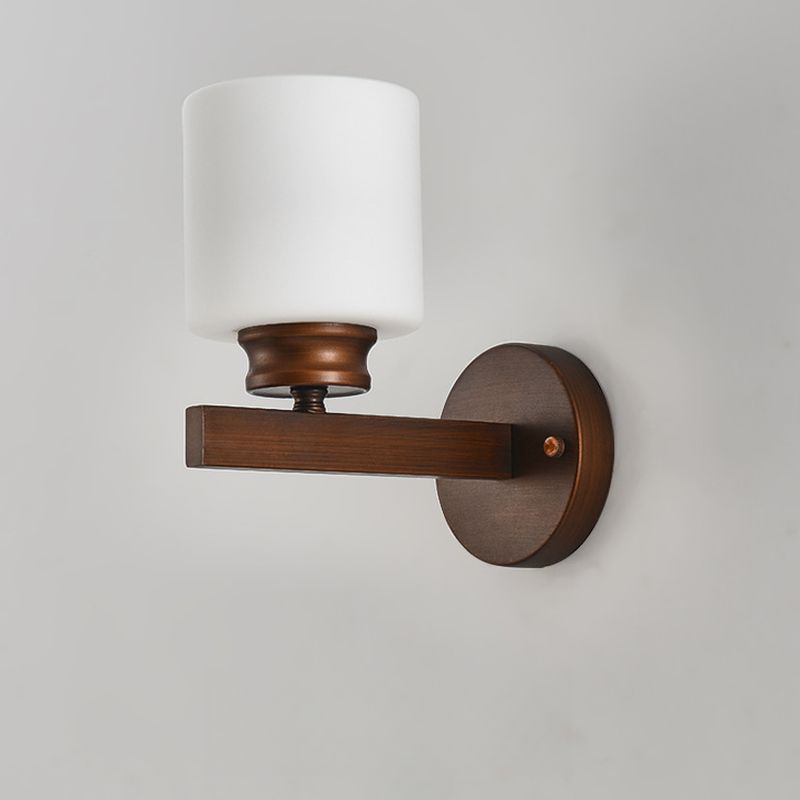 Ancient Style Cylindrical Auburn Glass Wall Lamp