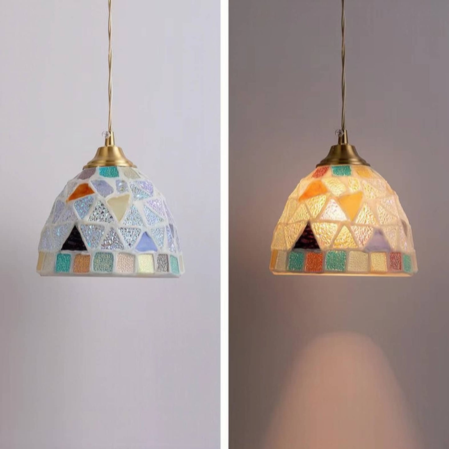 Art Nouveau Shell Stained Glass Pendant Light