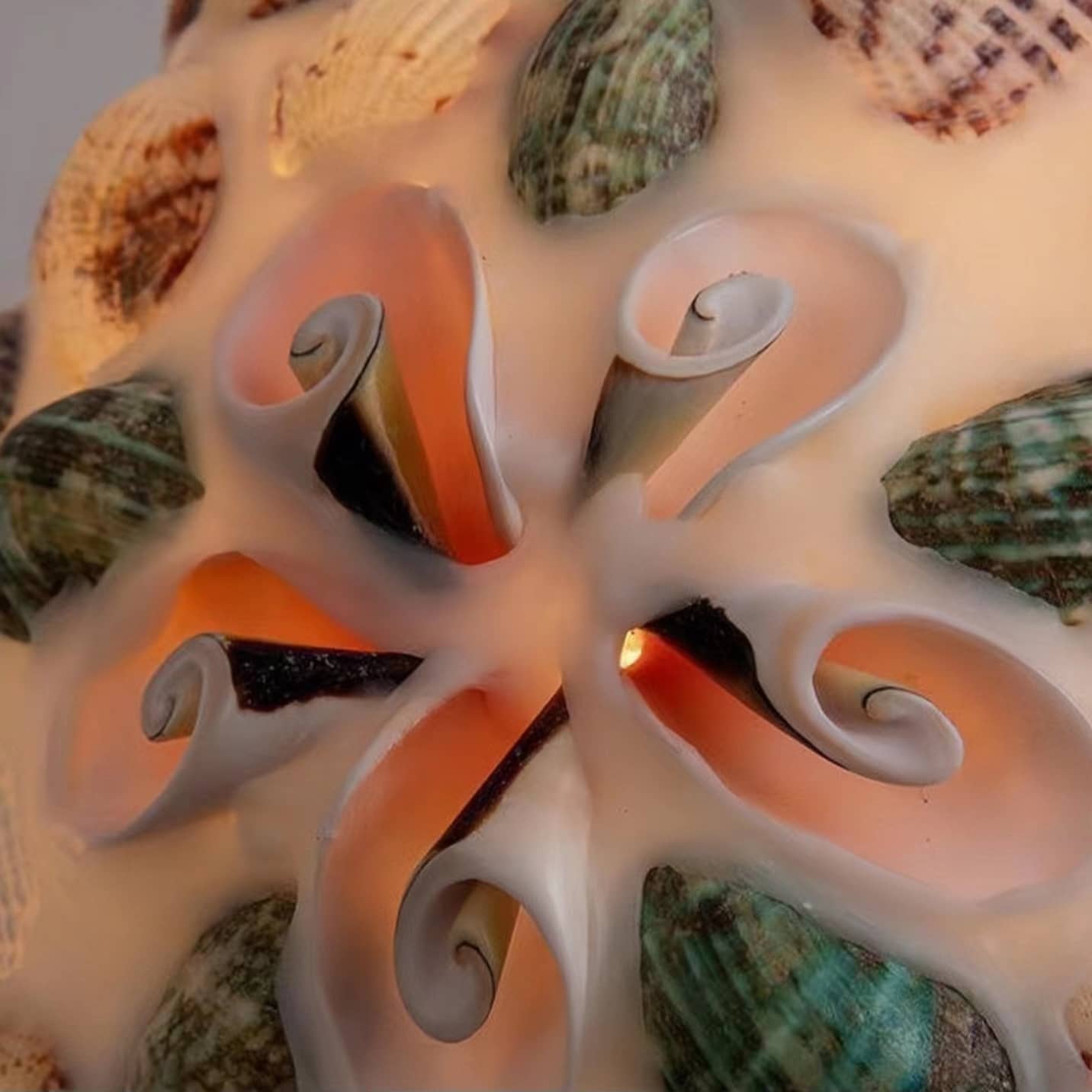 Art Nouveau Shell Stained Glass Pendant Light