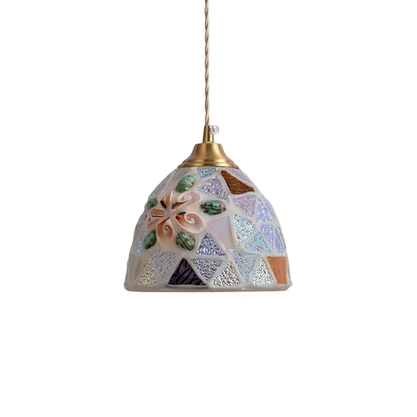 Art Nouveau Shell Stained Glass Pendant Light