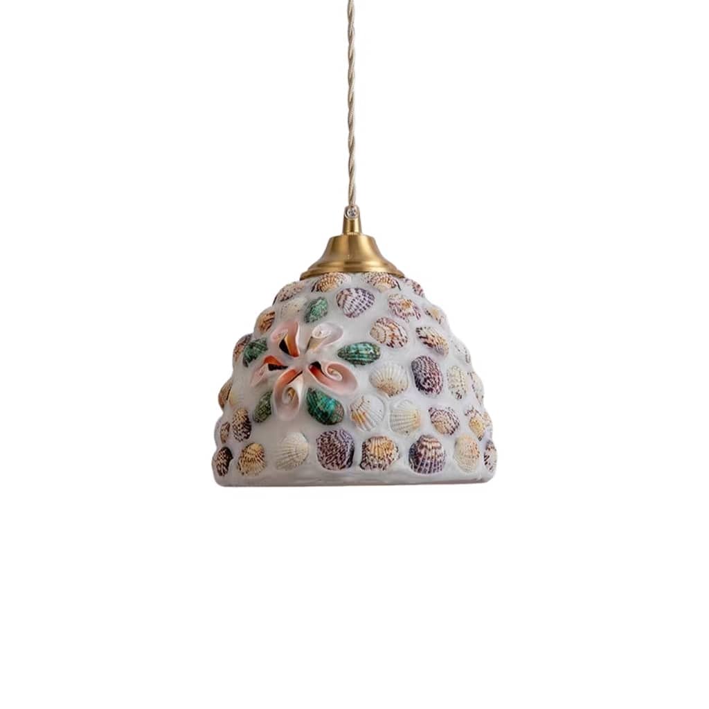 Art Nouveau Shell Stained Glass Pendant Light