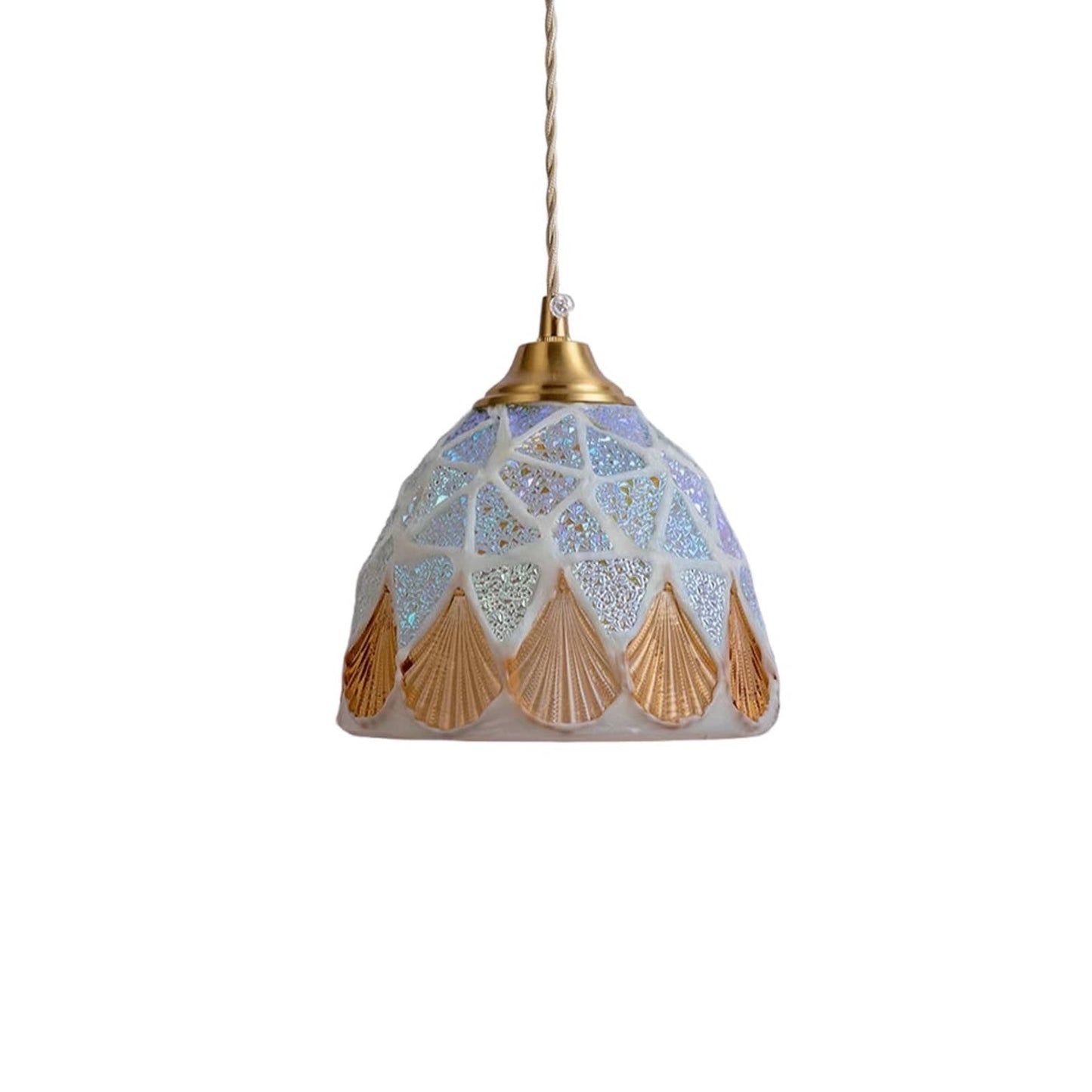 Art Nouveau Shell Stained Glass Pendant Light