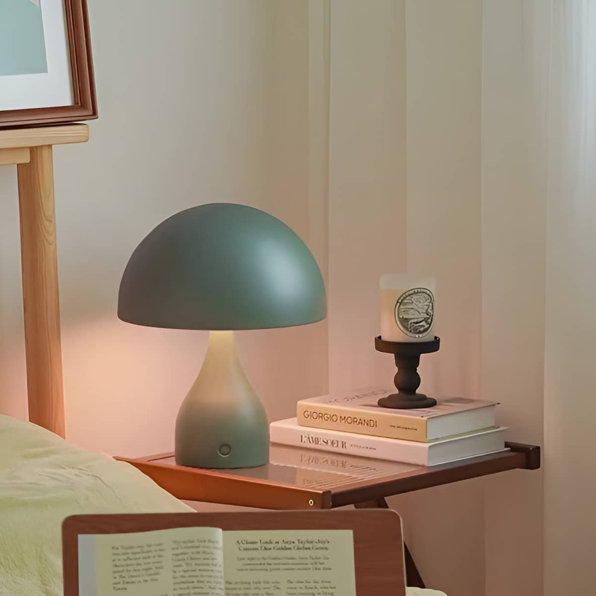 Art Deco Tischlampe aus Metall in Pilzform wiederaufladbar