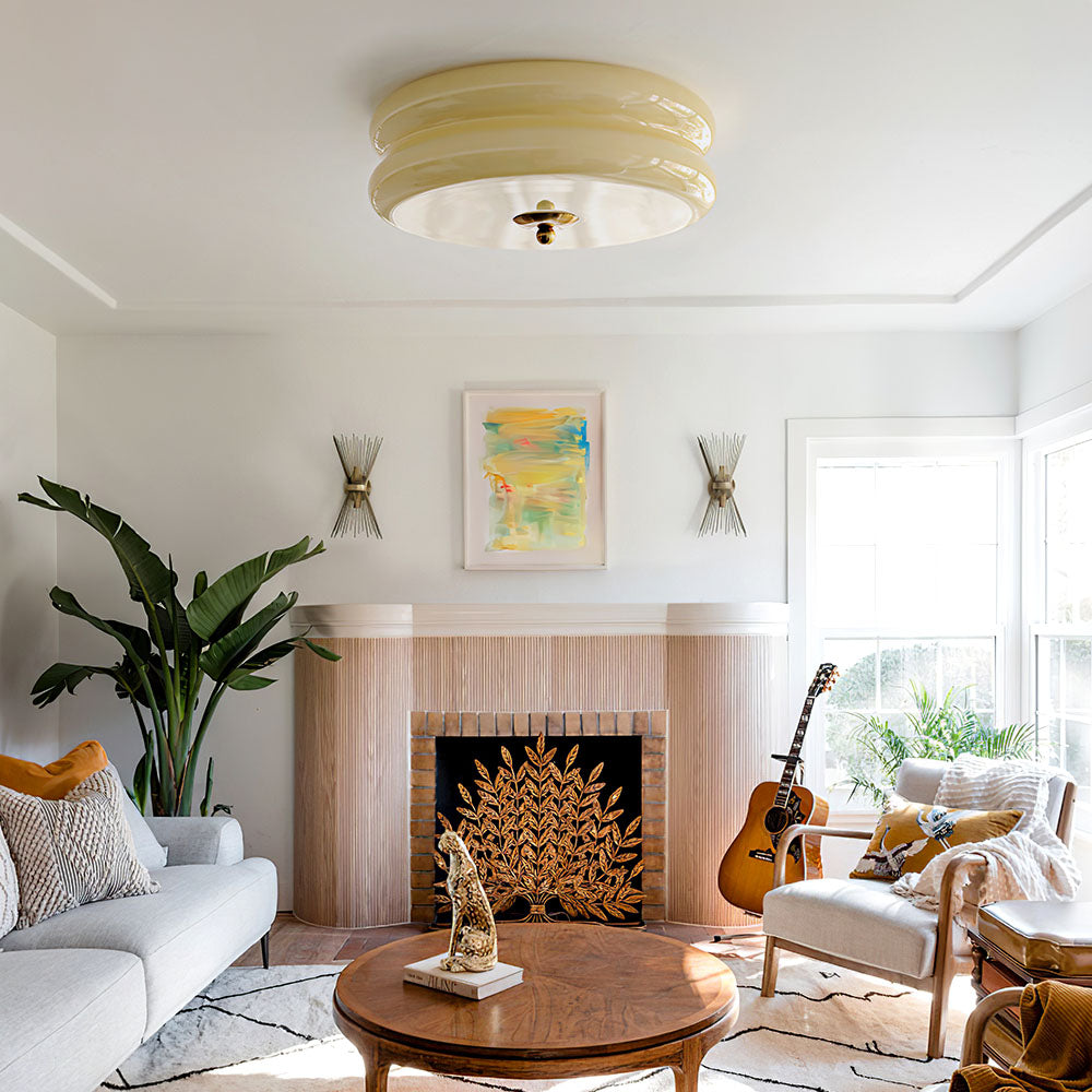 Plafonnier Rond Vintage Bauhaus Crème