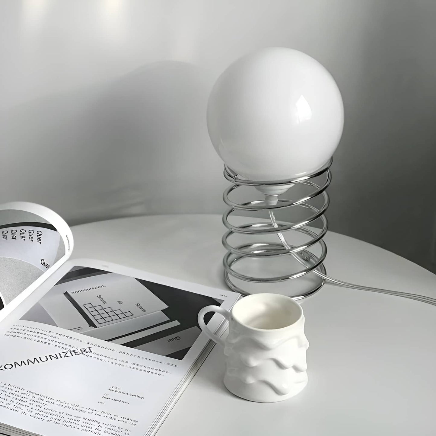 Bauhaus Chrome Spiral Sphere Table Lamp