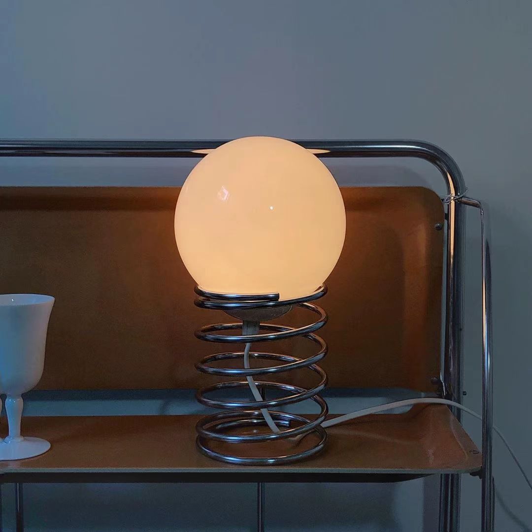 Bauhaus Chrome Spiral Sphere Table Lamp