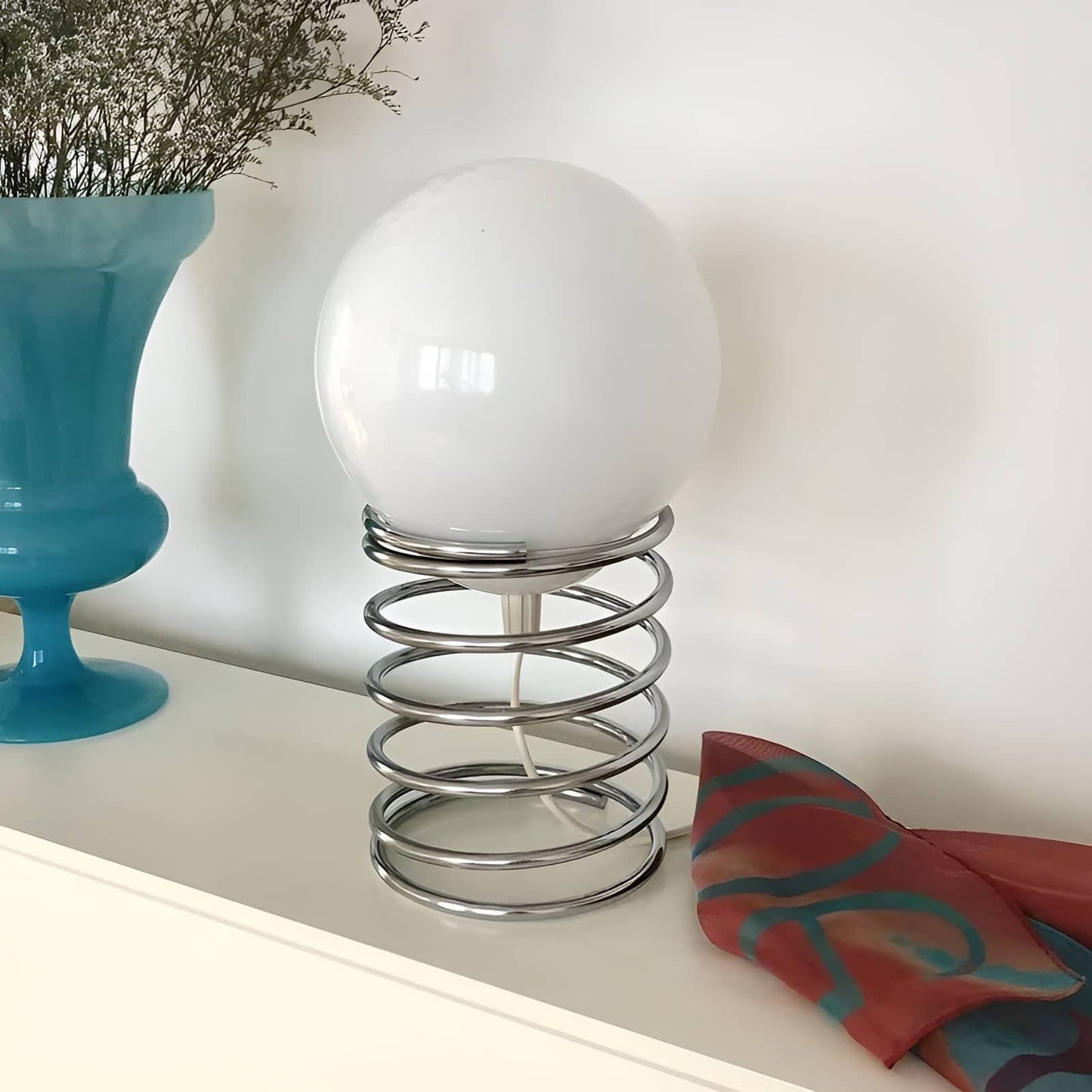 Bauhaus Chrome Spiral Sphere Table Lamp