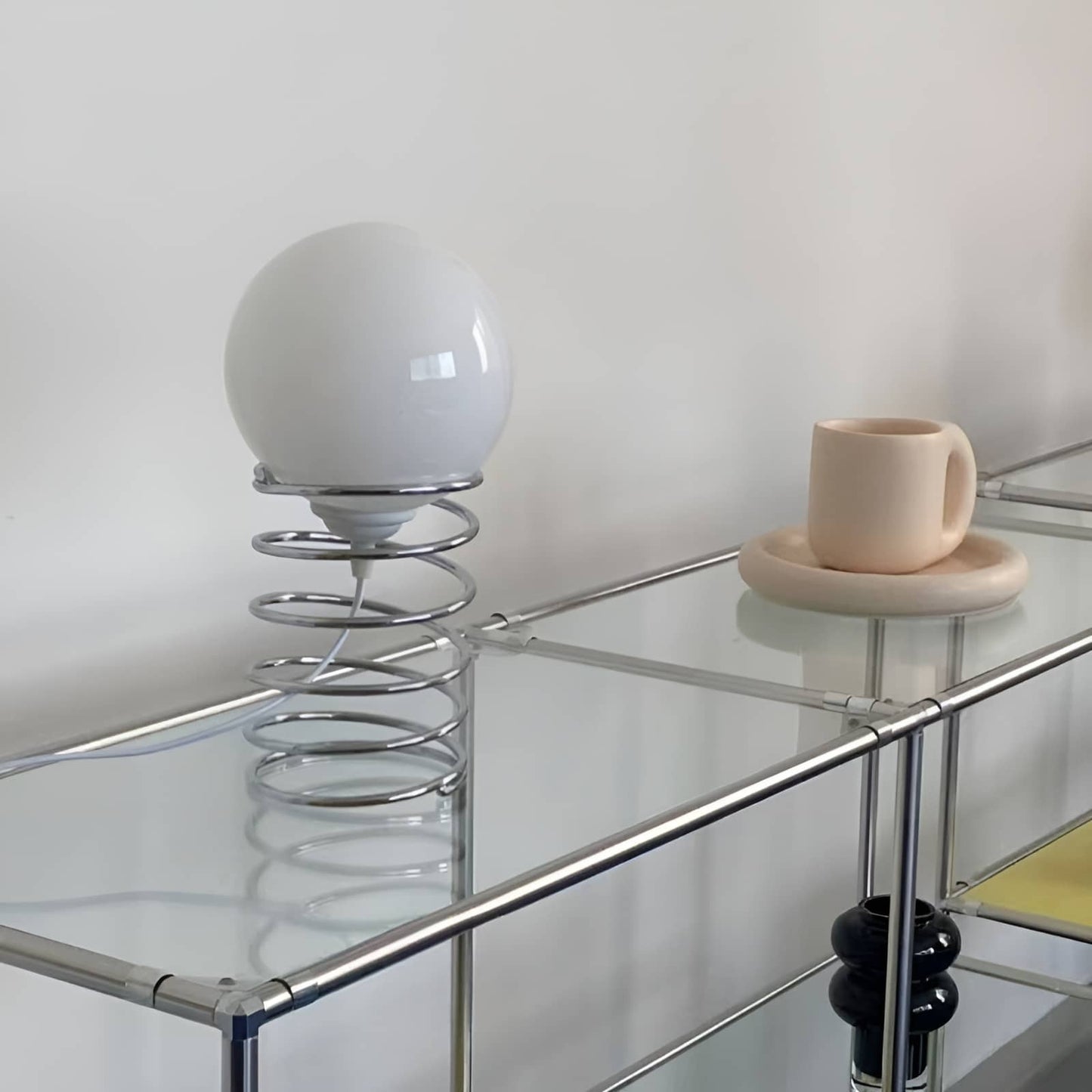 Bauhaus Chrome Spiral Sphere Table Lamp