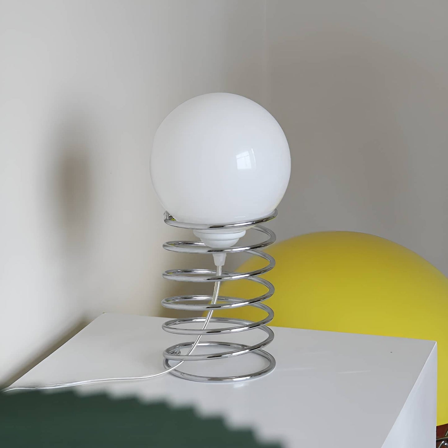 Bauhaus Chrome Spiral Sphere Table Lamp