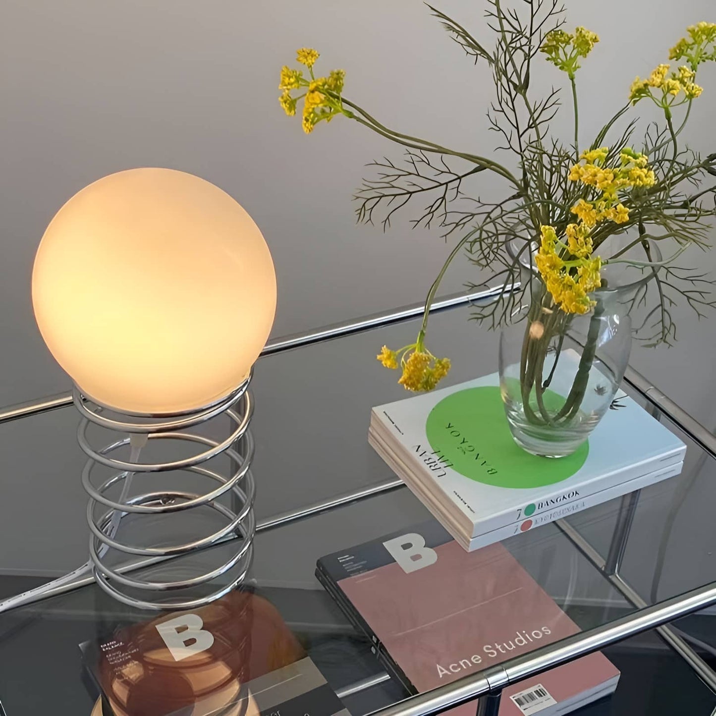 Bauhaus Chrome Spiral Sphere Table Lamp