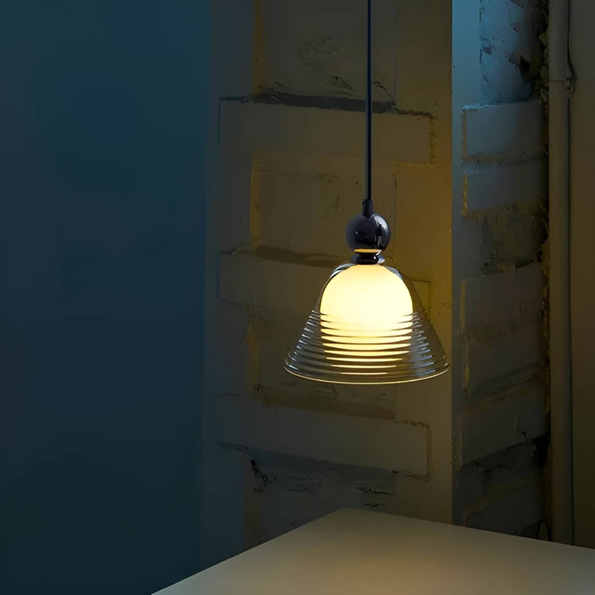 Bauhaus Vintage Sunset Clear Glass Pendant Light