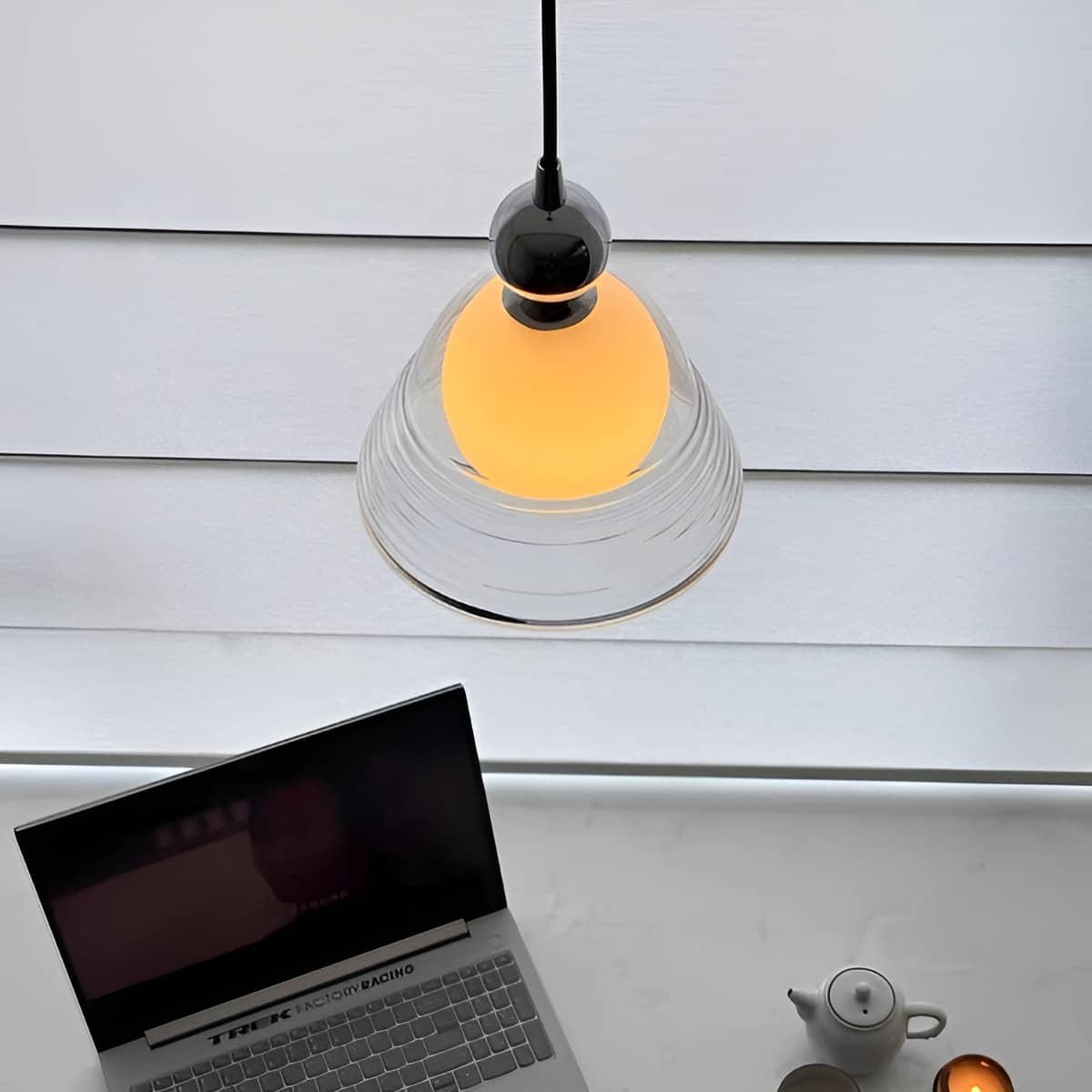 Bauhaus Vintage Sunset Clear Glass Pendant Light