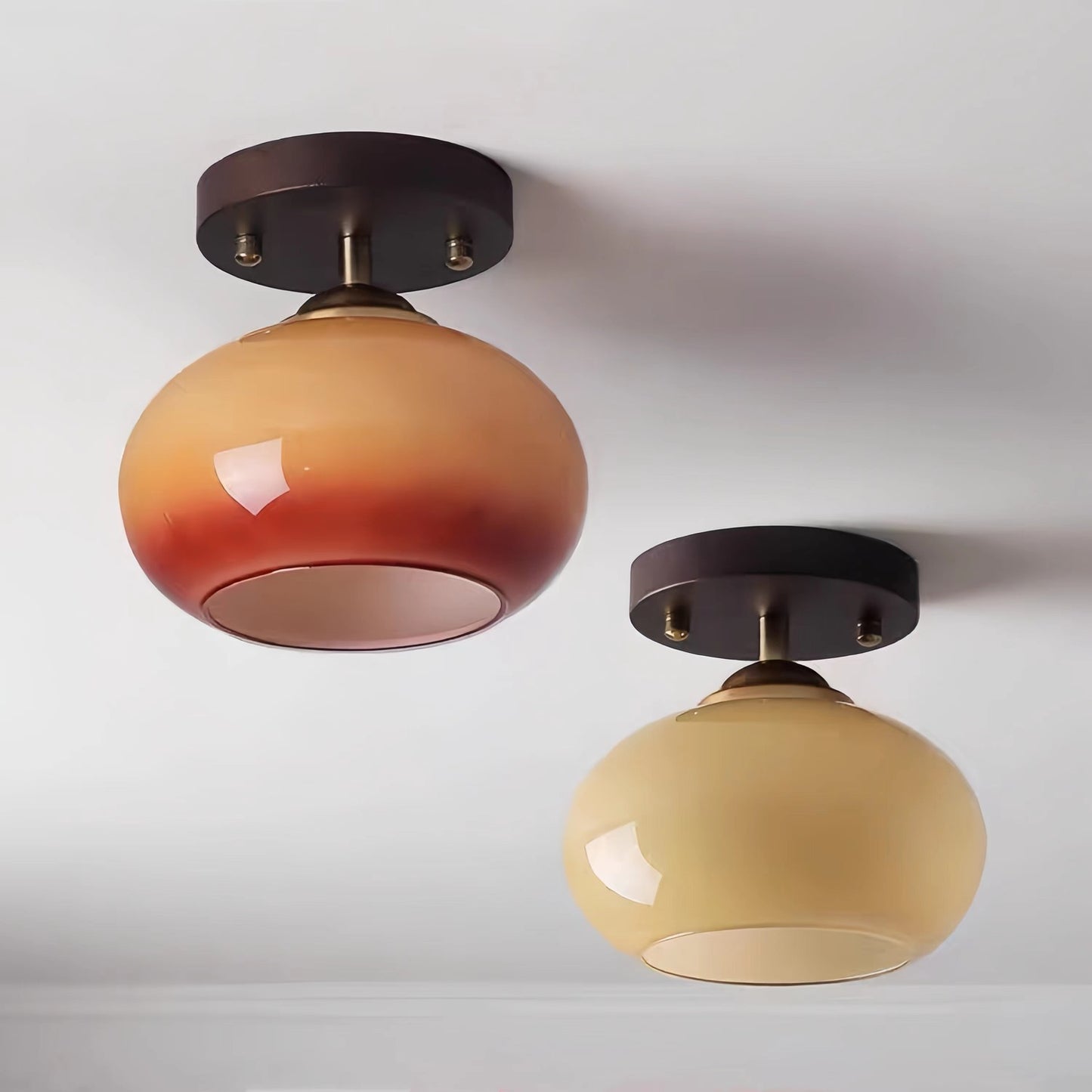 Bauhaus Walnut Wood Glass Ceiling Light