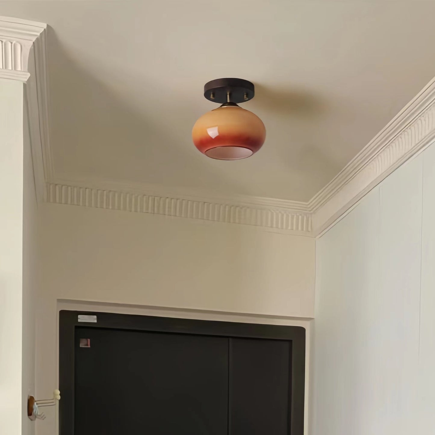 Bauhaus Walnut Wood Glass Ceiling Light