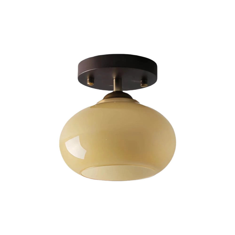 Bauhaus Walnut Wood Glass Ceiling Light