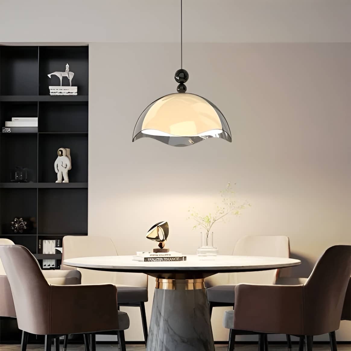 Bauhaus Wavy Eggshell Dining Table Pendant Light