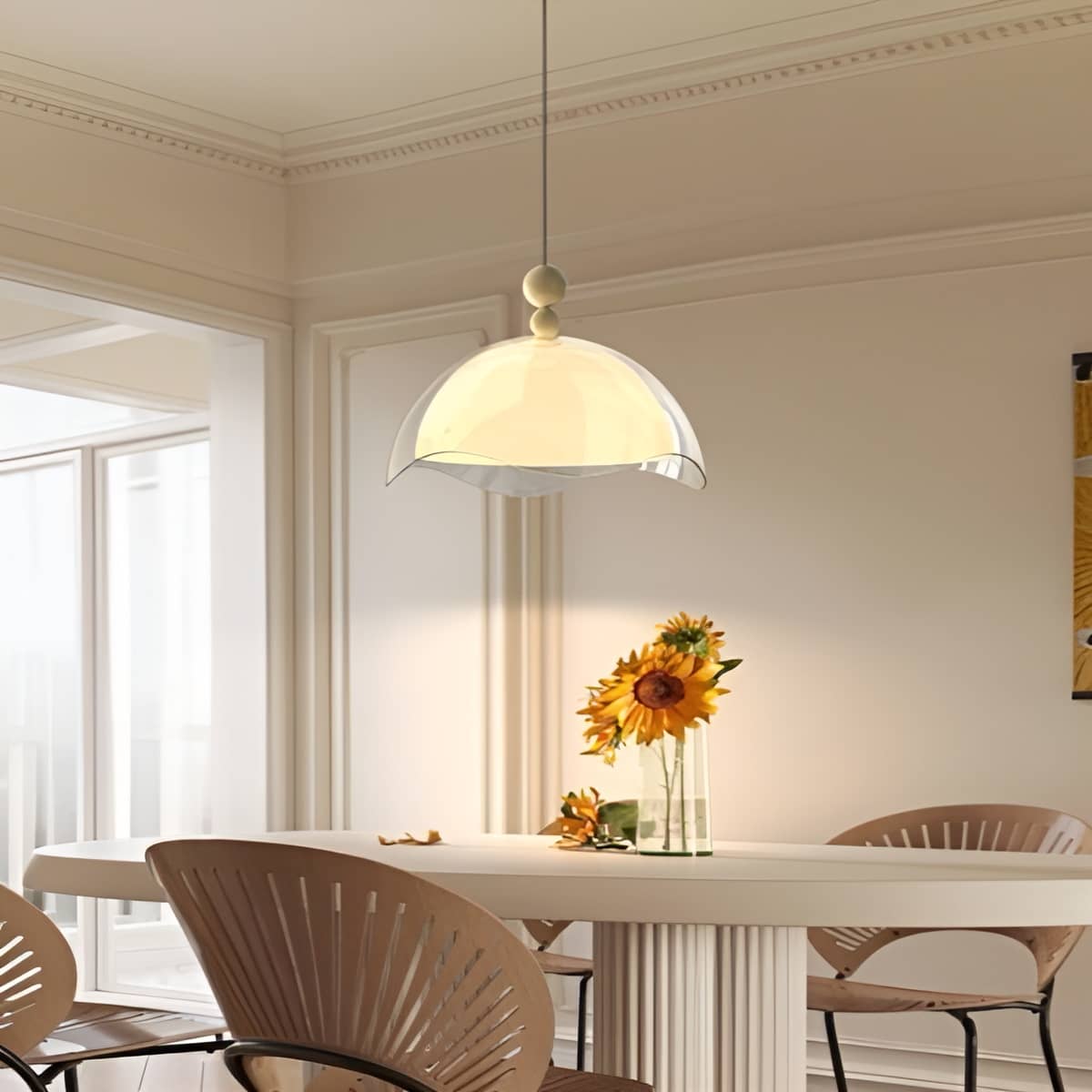 Bauhaus Wavy Eggshell Dining Table Pendant Light