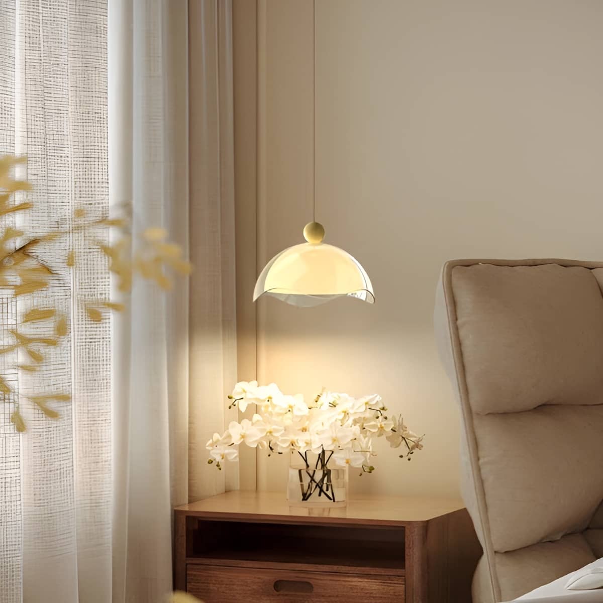Bauhaus Wavy Eggshell Dining Table Pendant Light