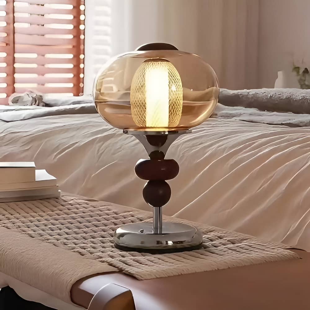 Bauhaus Amber Glass Rechargeable LED Table Lamp