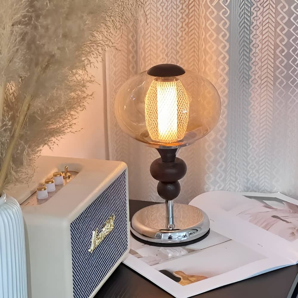 Bauhaus Amber Glass Rechargeable LED Table Lamp