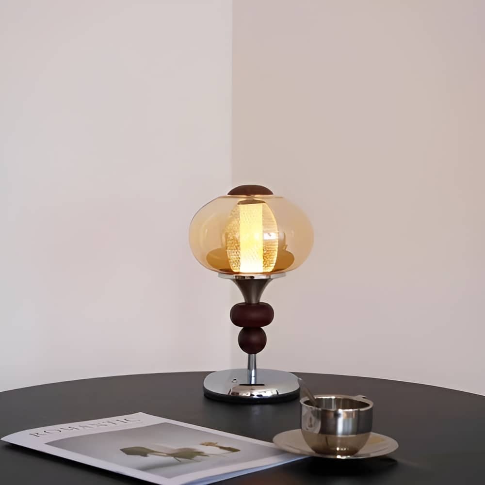 Bauhaus Amber Glass Rechargeable LED Table Lamp