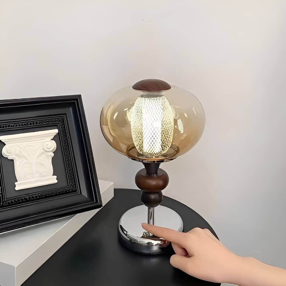 Bauhaus Amber Glass Rechargeable LED Table Lamp