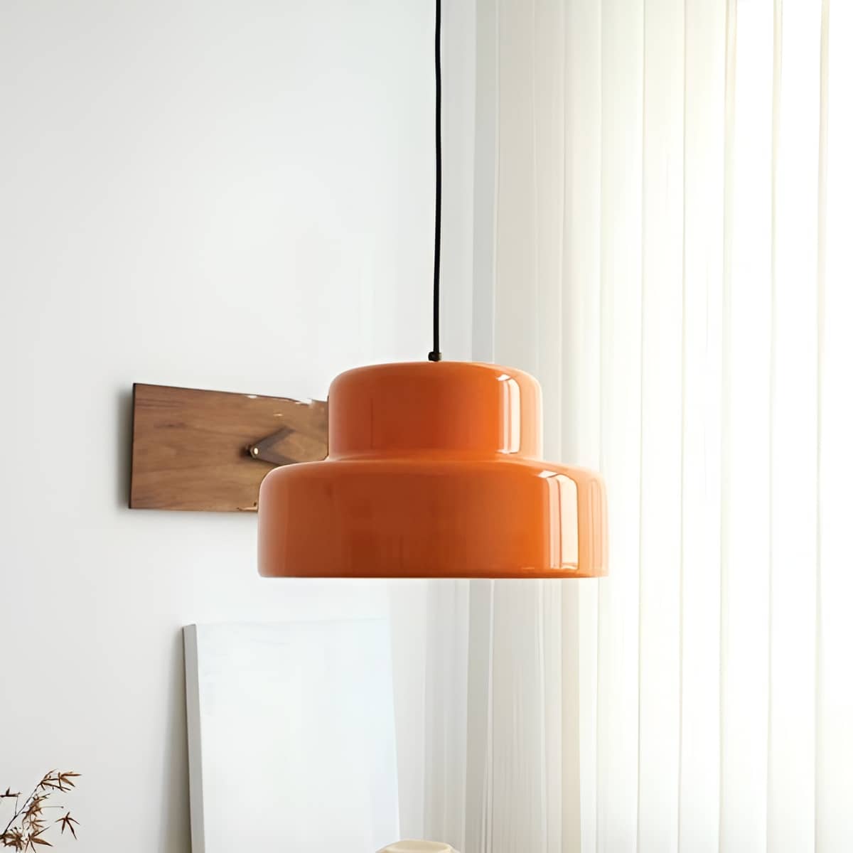 Bauhaus Retro Orange Pendant Light over Dining Table
