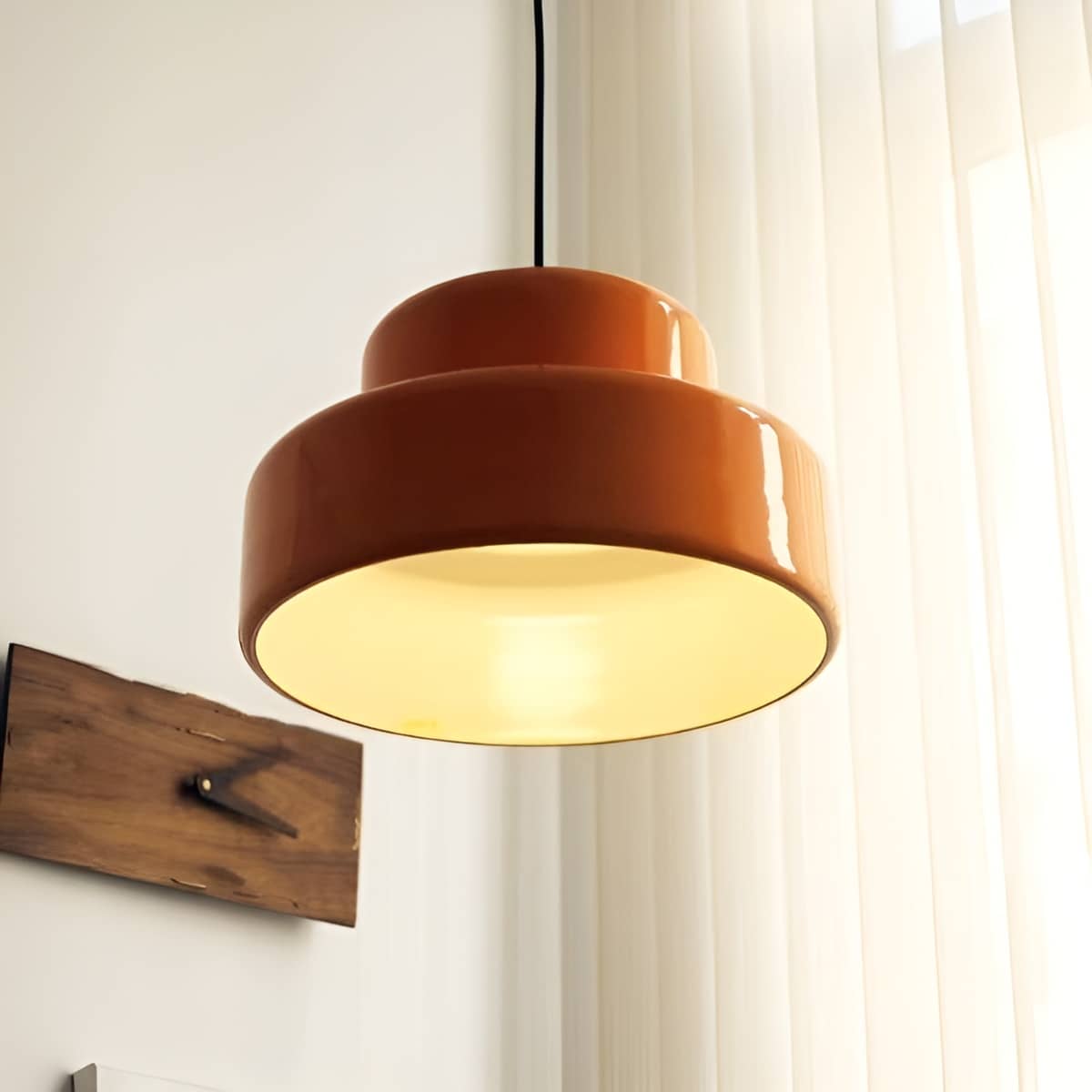 Bauhaus Retro Orange Pendant Light over Dining Table