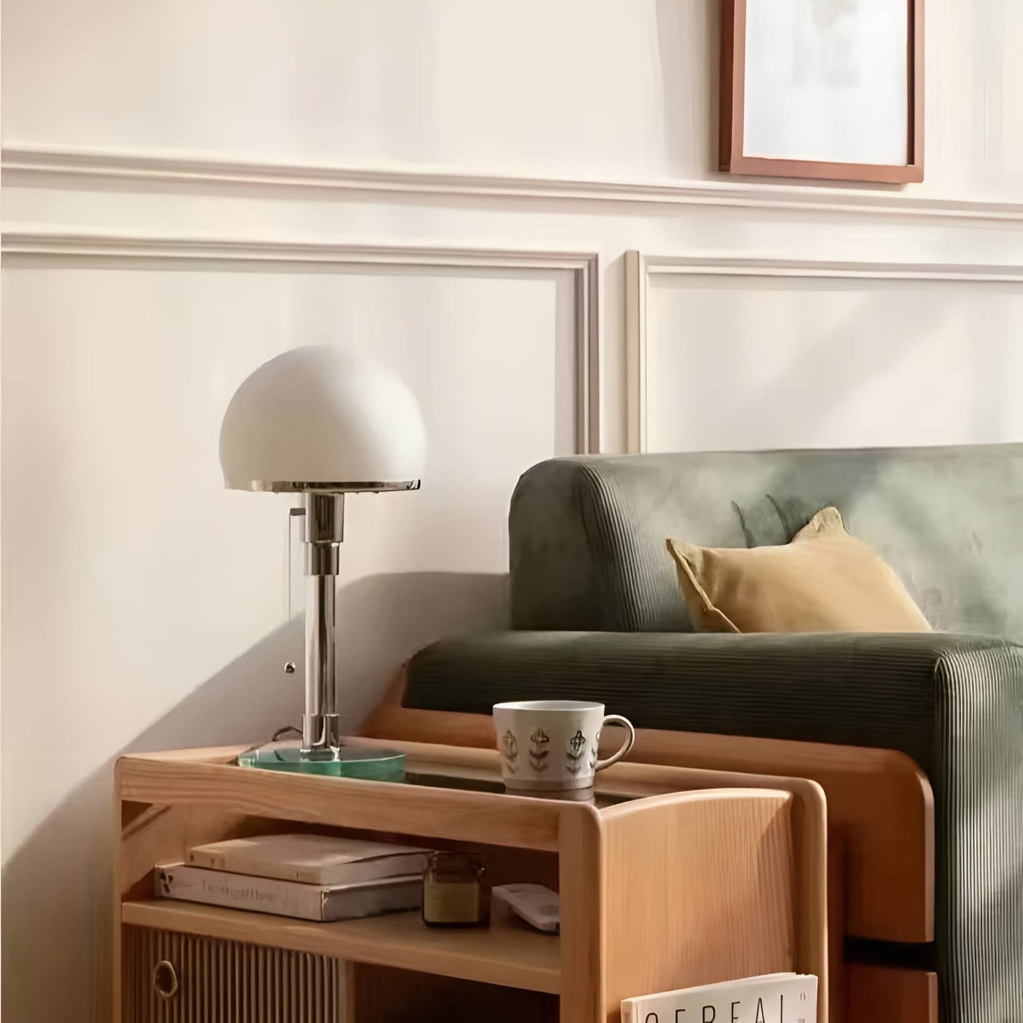 Bauhaus Design White Glass LED Table Lamp