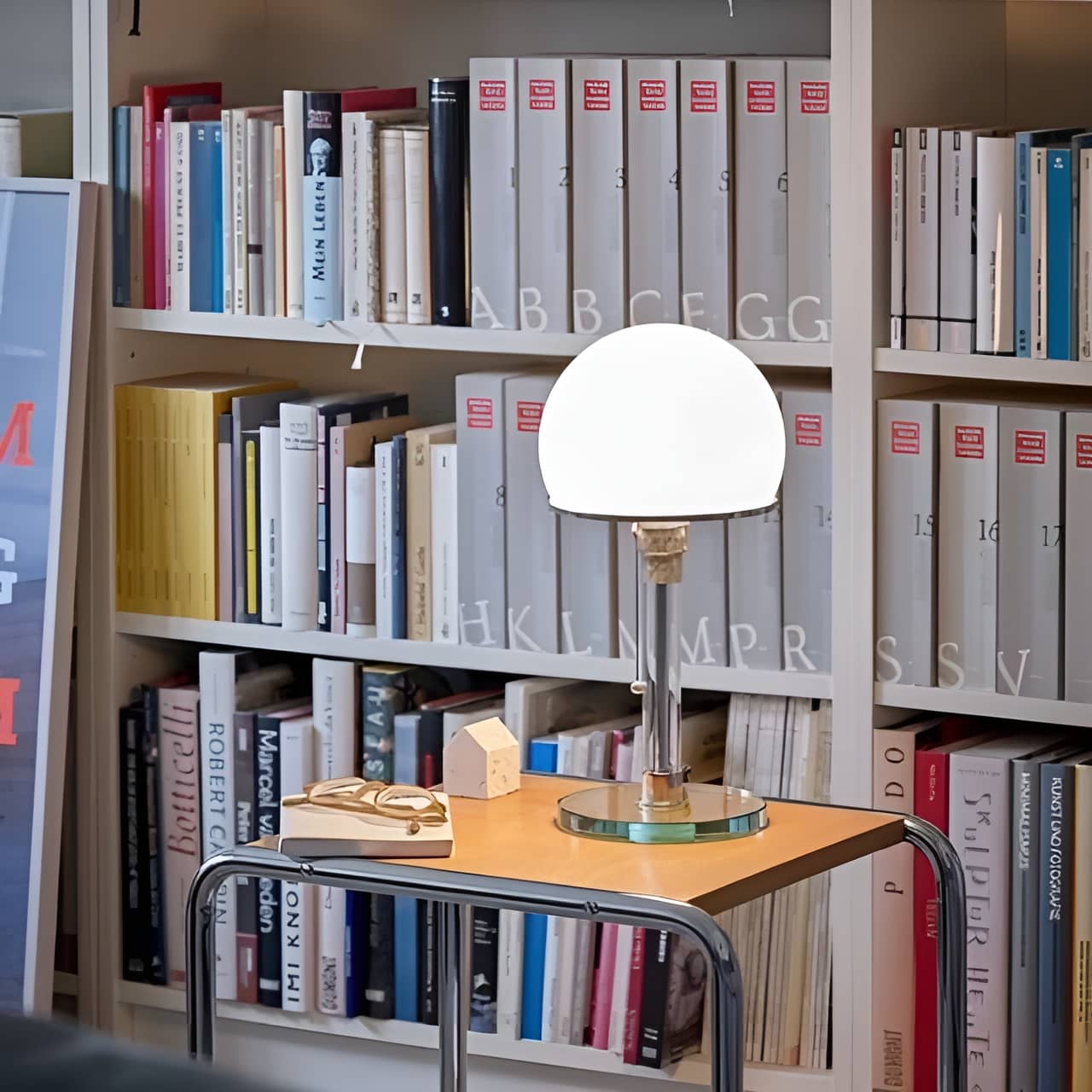Bauhaus Design White Glass LED Table Lamp