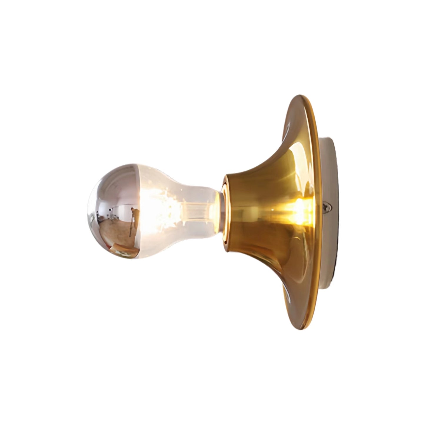Bauhaus Industrial Small Dish Gold Wall Light