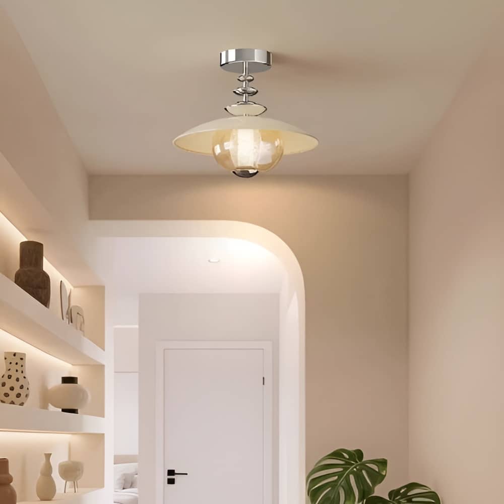 Bauhaus UFO Glass and Metal Ceiling Light