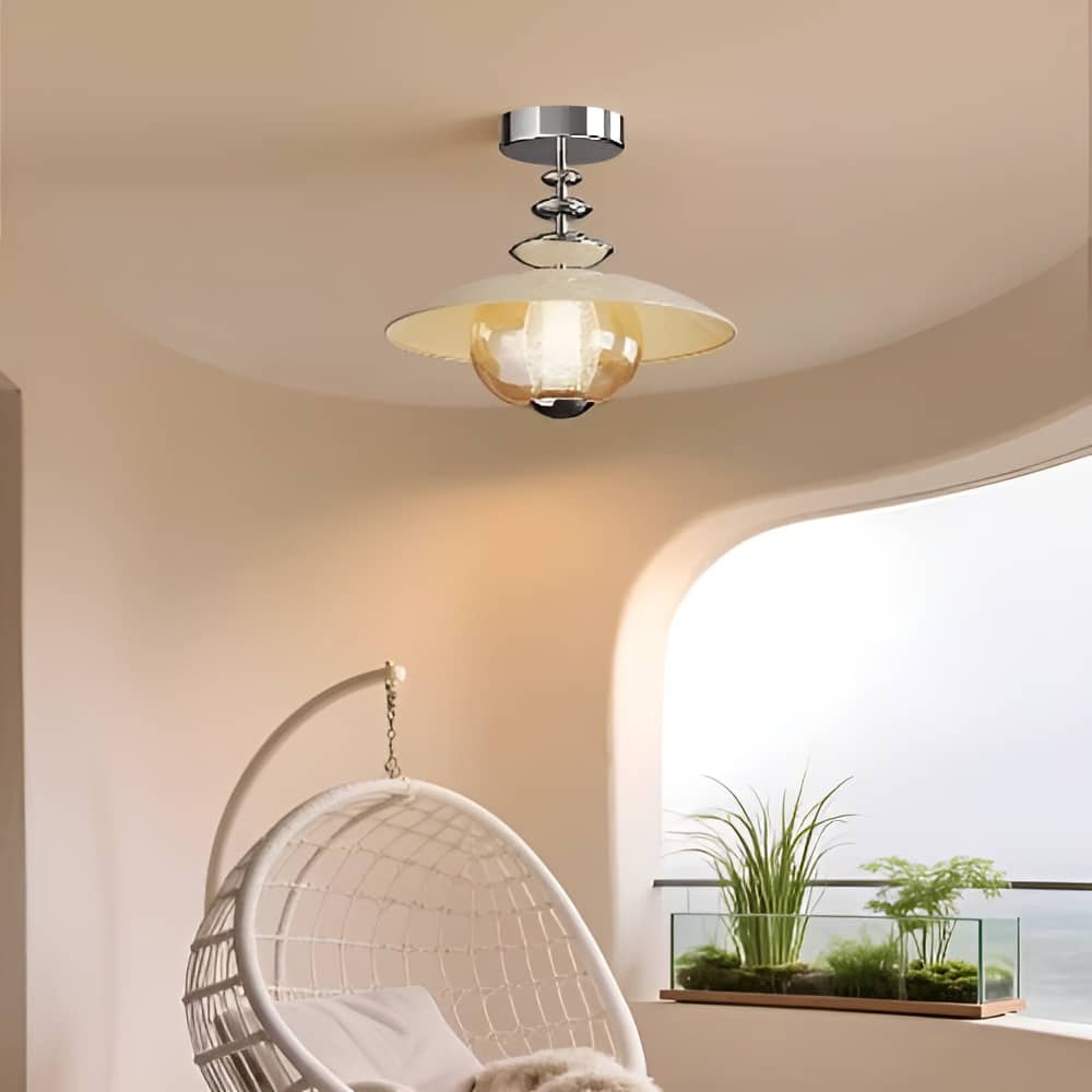 Bauhaus UFO Glass and Metal Ceiling Light