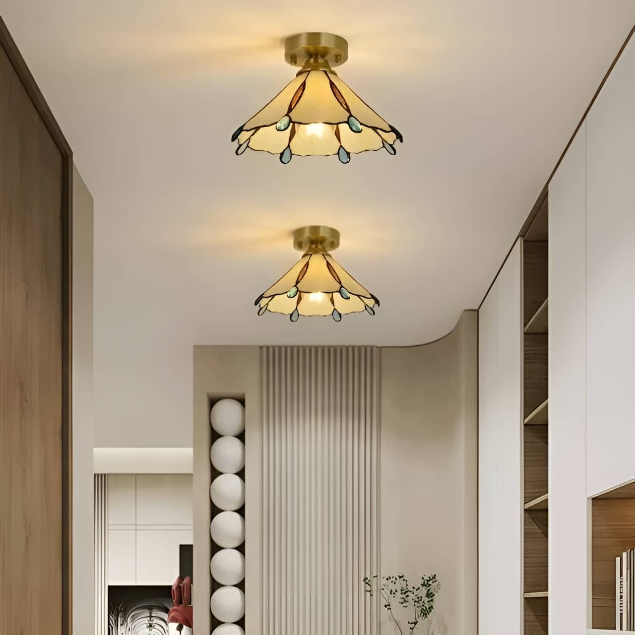 Colorful Teardrop Edge Tiffany Ceiling Light