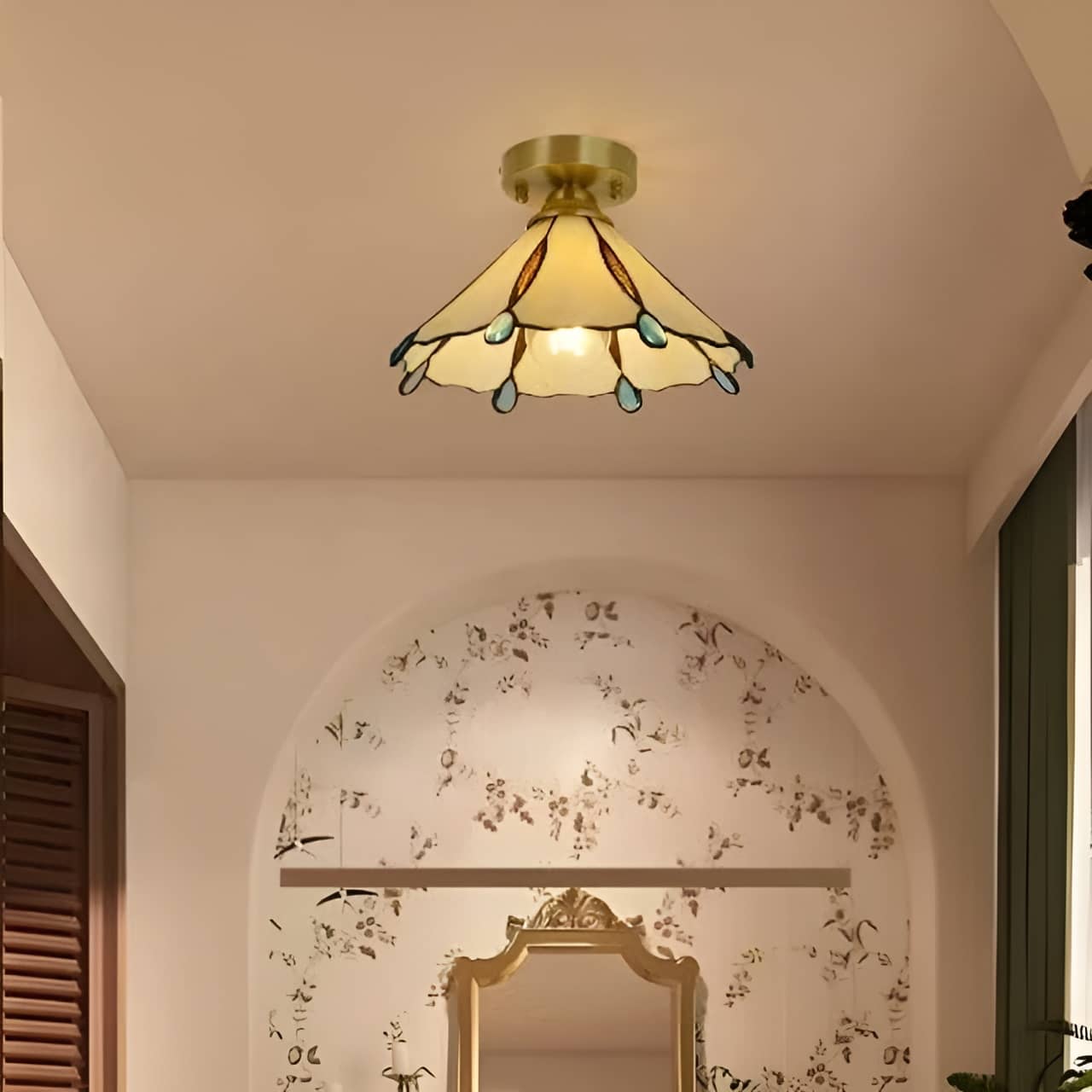Colorful Teardrop Edge Tiffany Ceiling Light