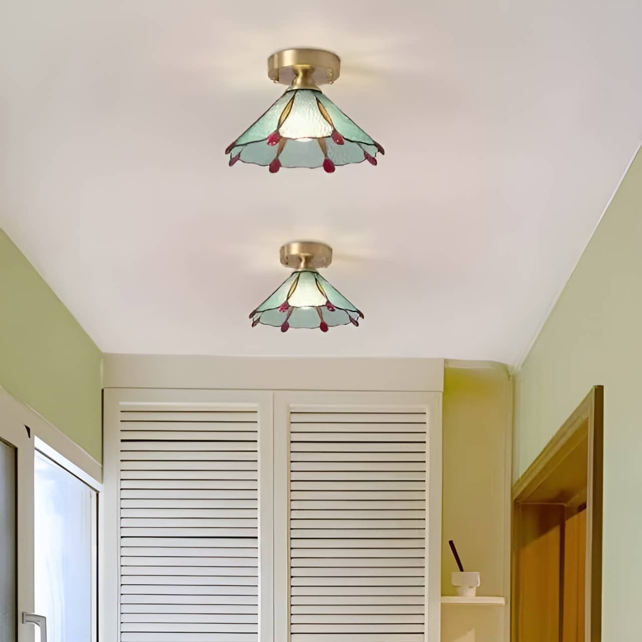 Colorful Teardrop Edge Tiffany Ceiling Light