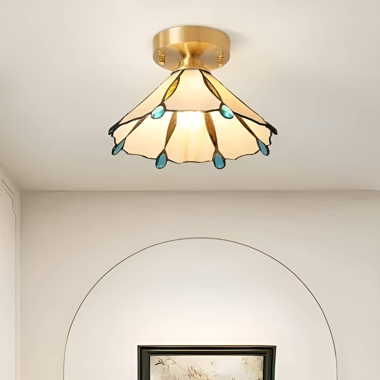 Colorful Teardrop Edge Tiffany Ceiling Light