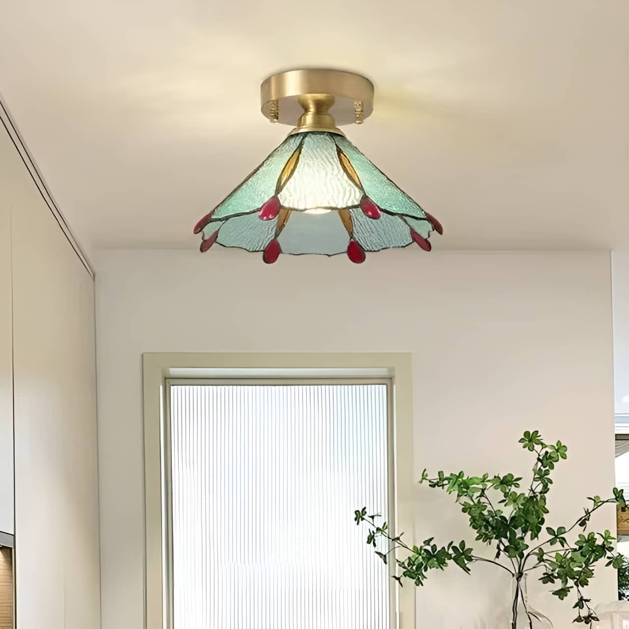 Colorful Teardrop Edge Tiffany Ceiling Light