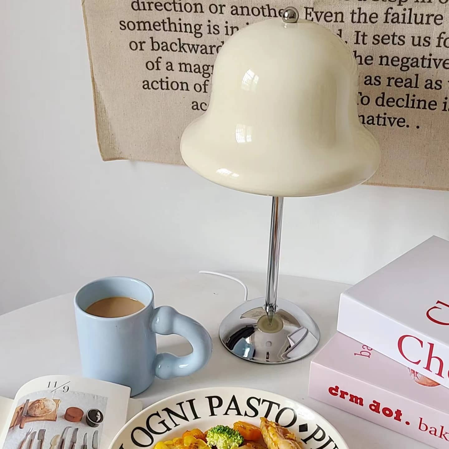 Cream Bell Touch Rechargeable Table Lamp