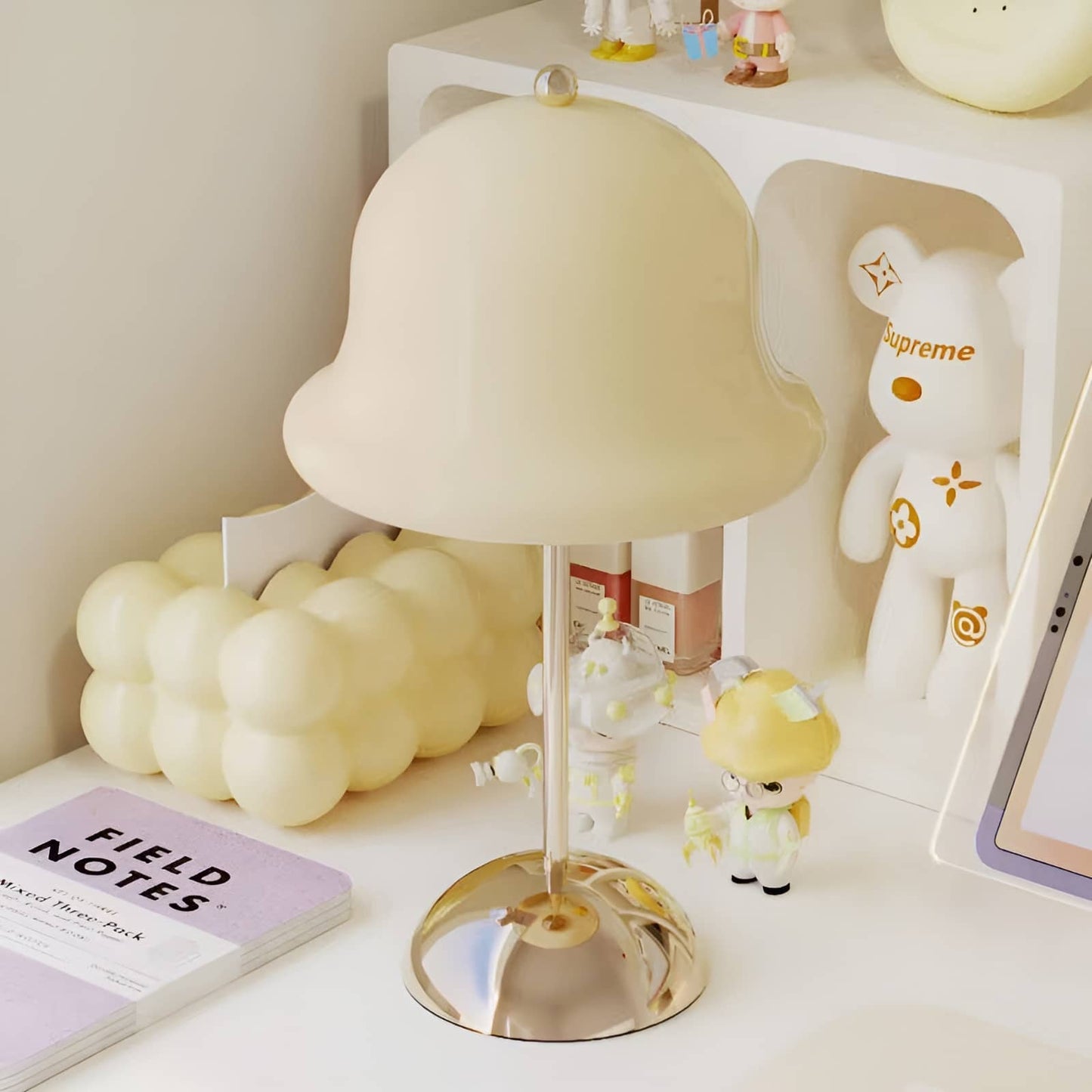 Cream Bell Touch Rechargeable Table Lamp