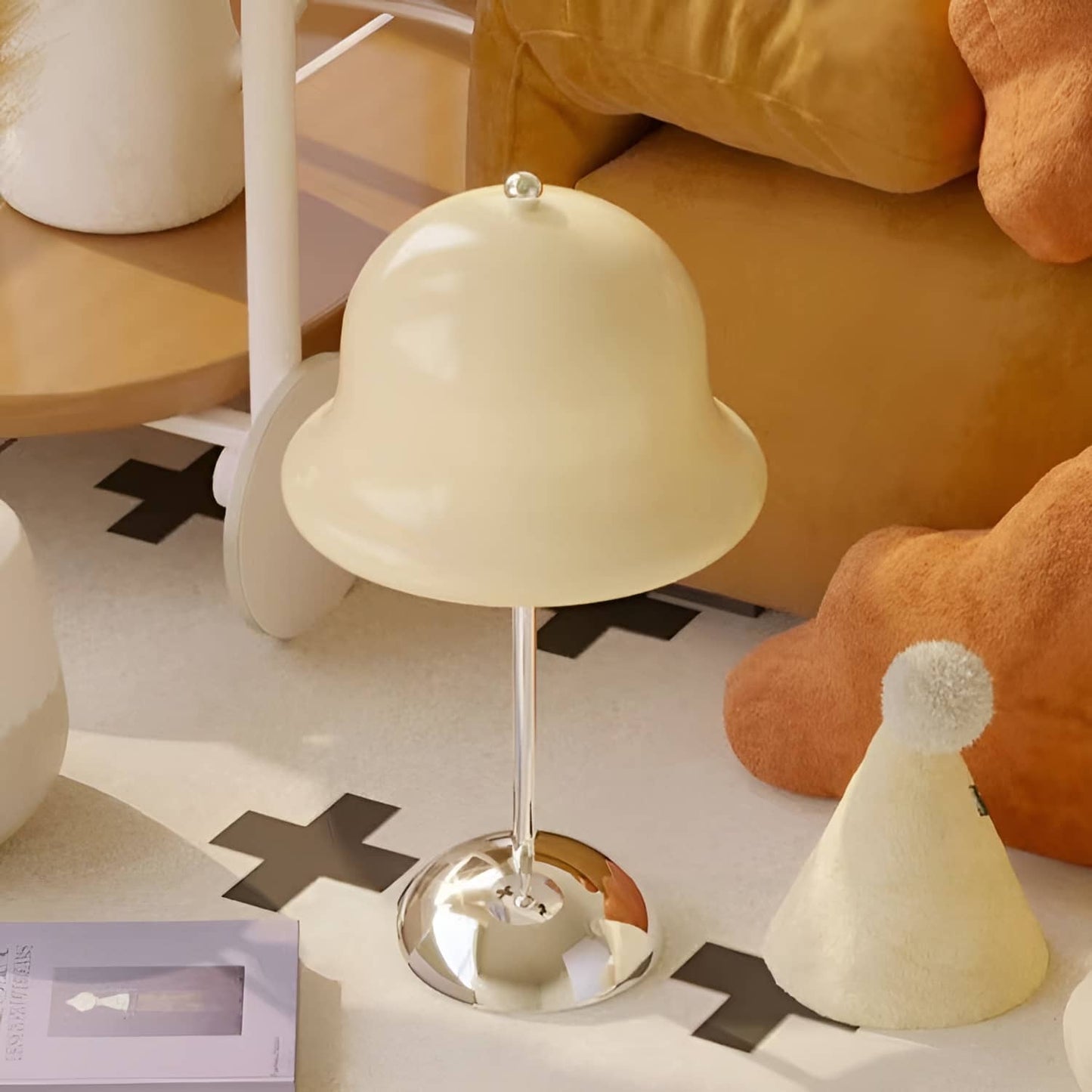 Cream Bell Touch Rechargeable Table Lamp