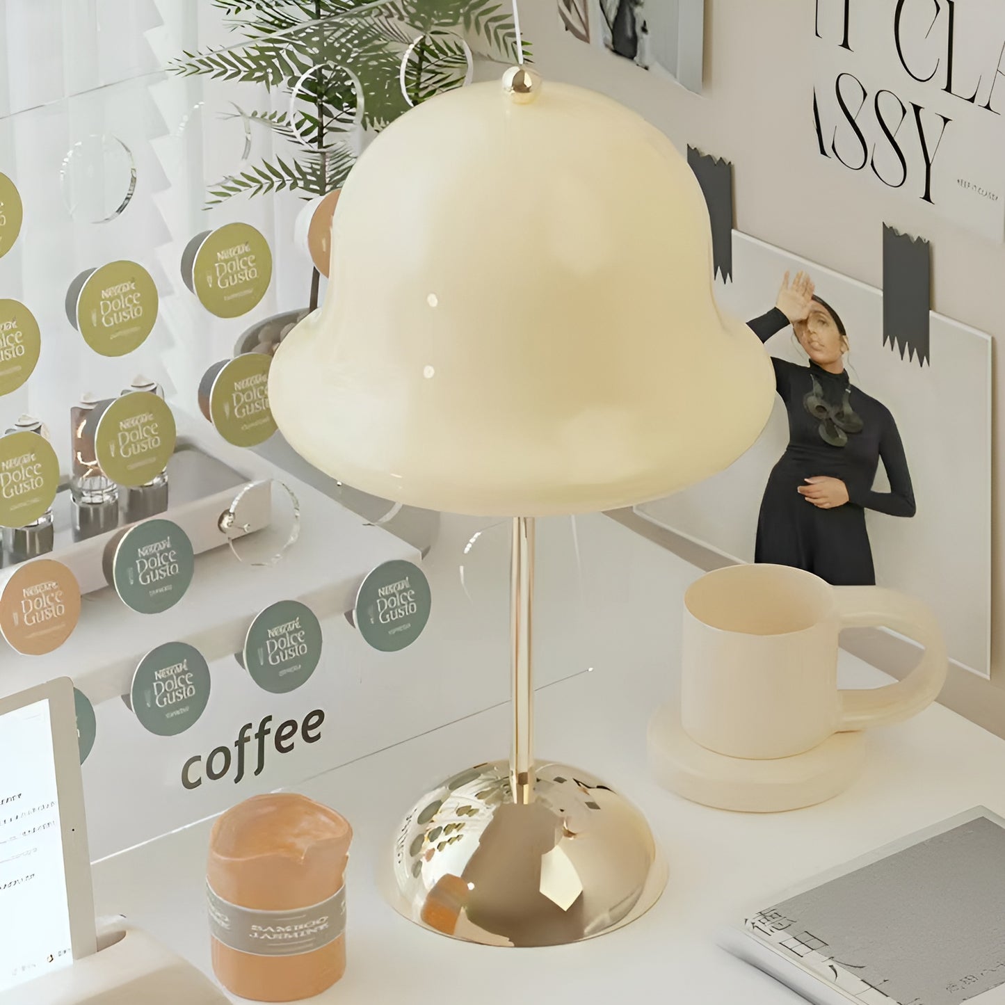Cream Bell Touch Rechargeable Table Lamp
