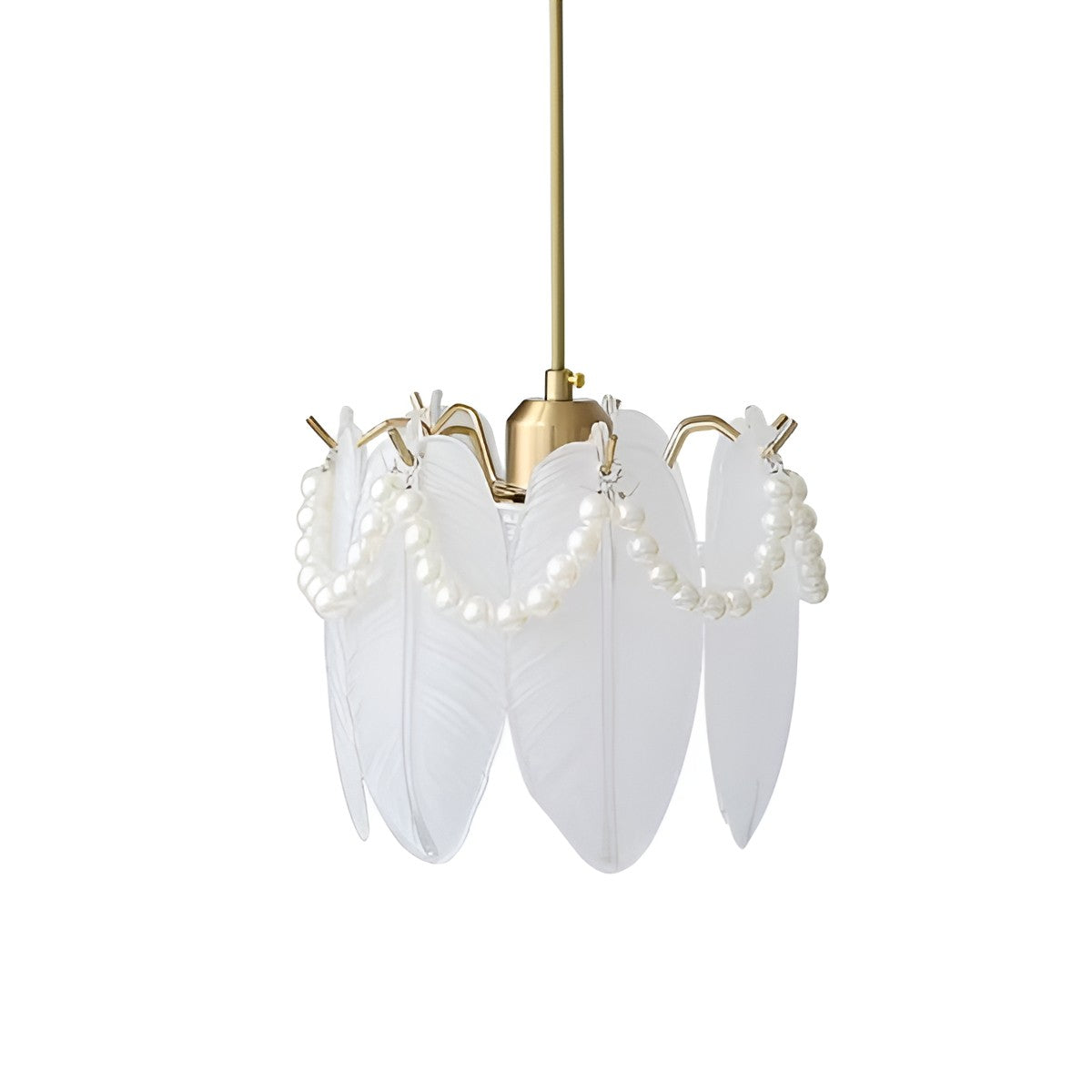 Elegant Feather Glass Hanging Lamp with Bead Decoration