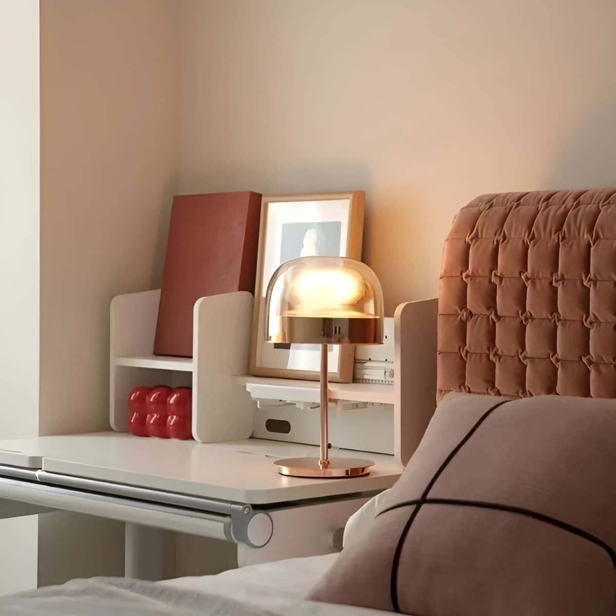Equatore Modern LED Colored Glass Table Lamp for Bedroom