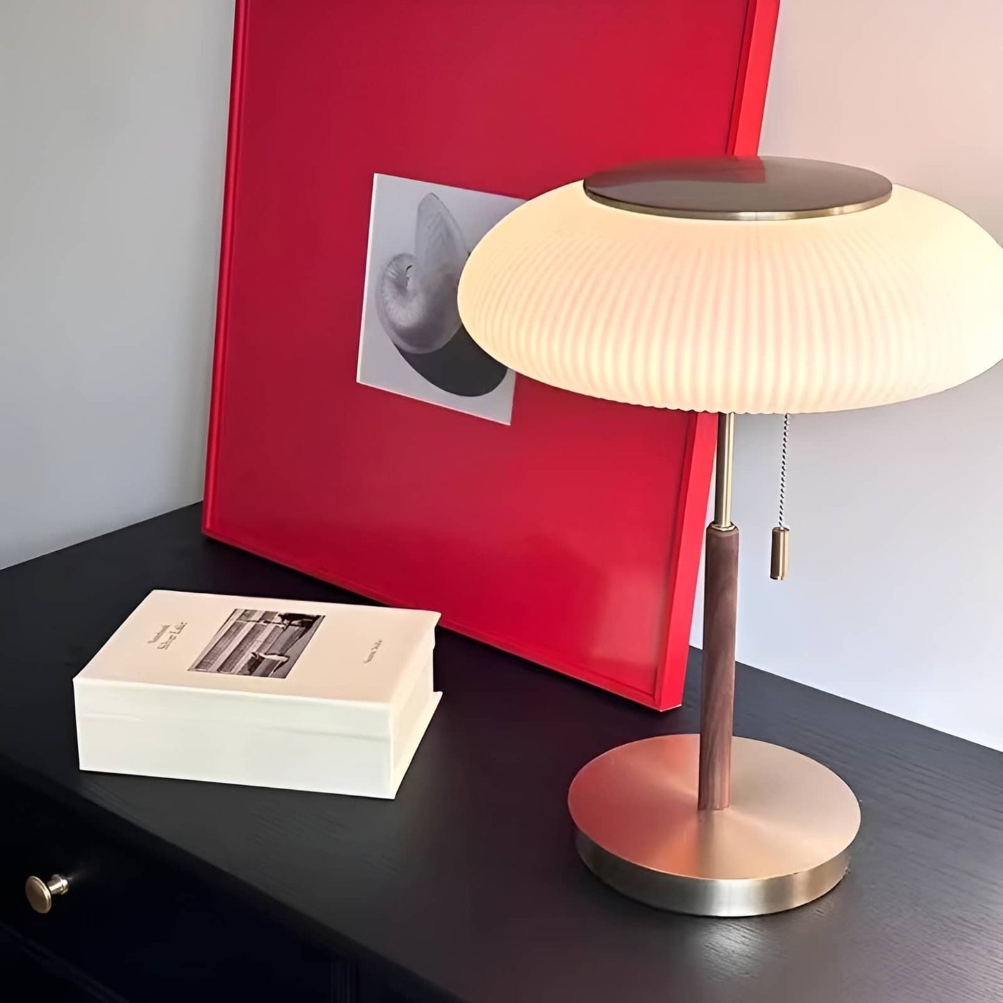 French Style Matsutake Glass Table Lamp