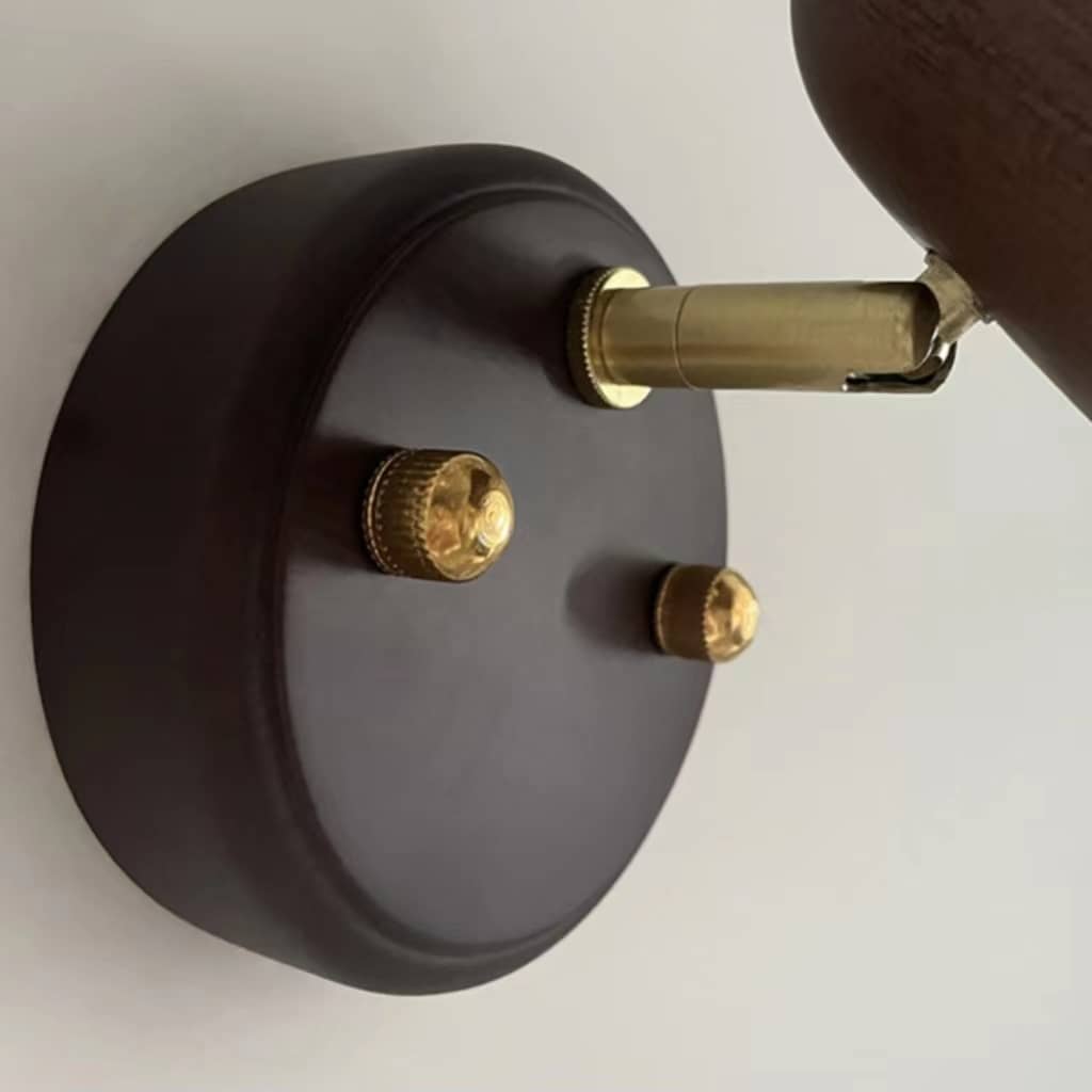 Industrial Orbit Walnut Wooden Wall Light