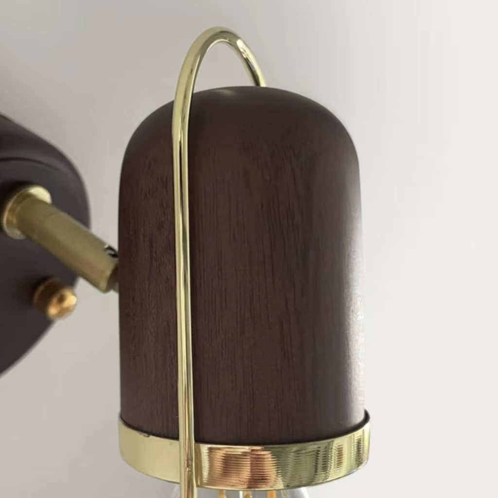 Industrial Orbit Walnut Wooden Wall Light