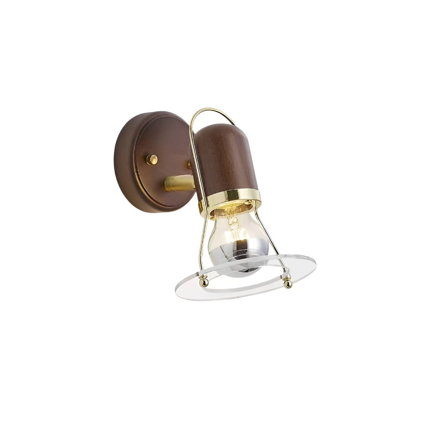 Industrial Orbit Walnut Wooden Wall Light