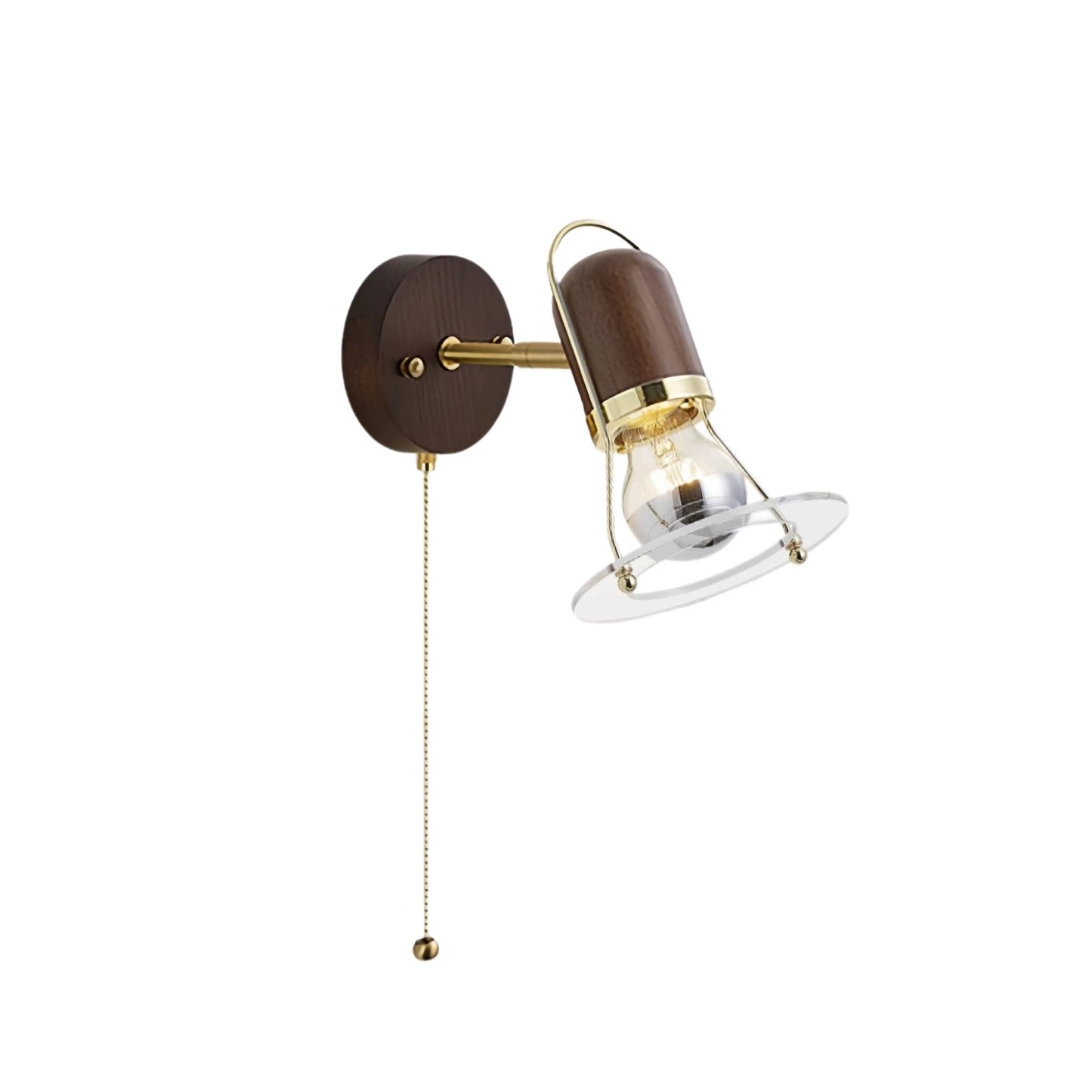Industrial Orbit Walnut Wooden Wall Light